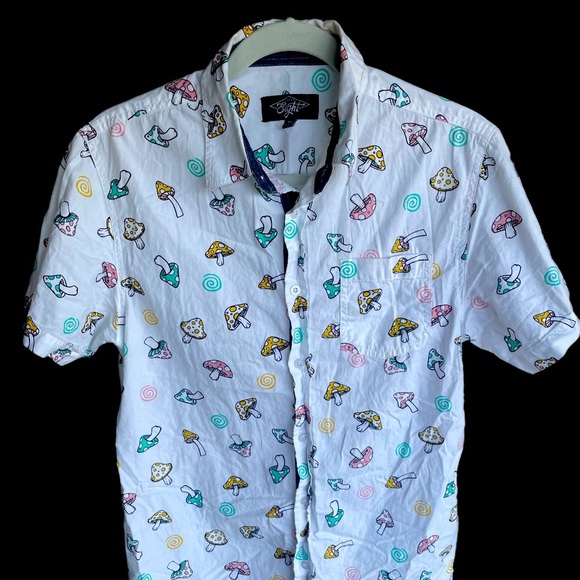 Eighty Eight Other - Lightweight Casual Button Down Shirt “Trippy”-Shrooms Print by Eighty Eight